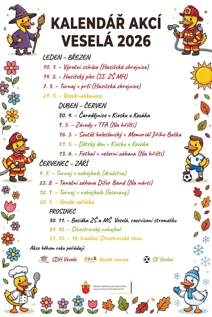 kalendář akcí veselá vesnice 2026